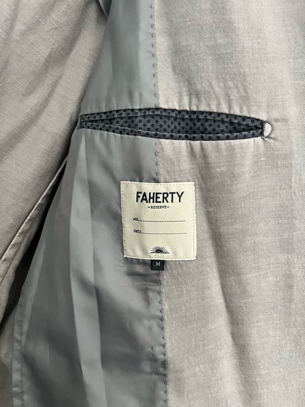 Faherty Light Gray Men's Blazer with Slate Lining - Picture 3 of 6